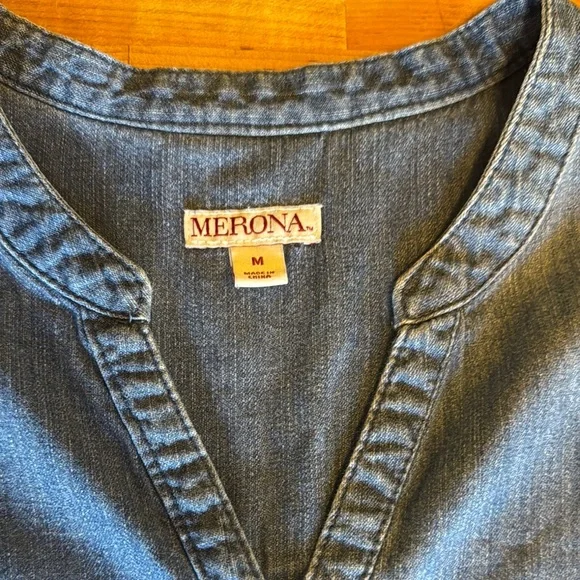 Merona Blue Denim Sleeveless Dress M - Picture 2 of 8